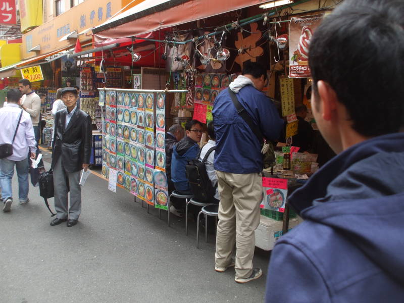 Small restaurant in Ameya-Yokochō market under the Yamanote Line tracks.