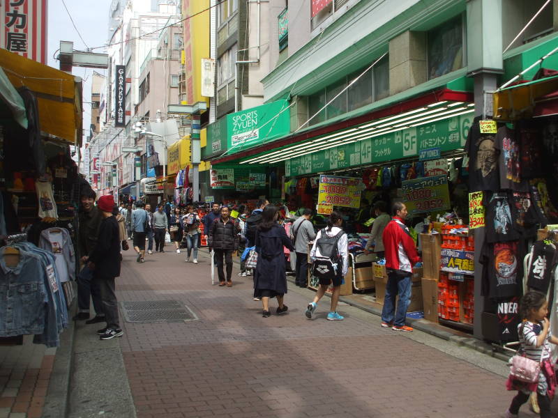 Shops in Ameya-Yokochō market under the Yamanote Line tracks.