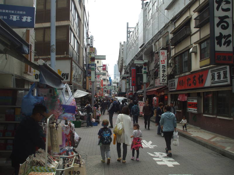 Shops in Ameya-Yokochō market under the Yamanote Line tracks.