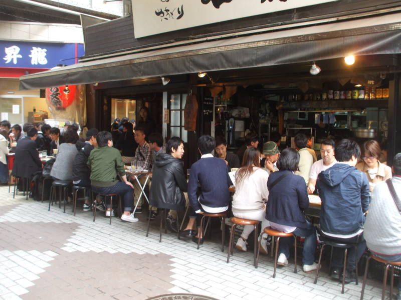 Izakaya in Ameya-Yokochō market under the Yamanote Line tracks.