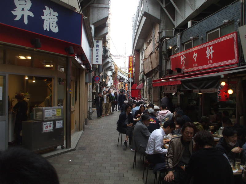 Izakaya in Ameya-Yokochō market under the Yamanote Line tracks.