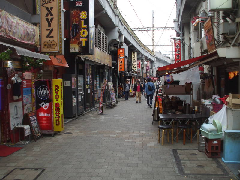 Shops in Ameya-Yokochō market under the Yamanote Line tracks.