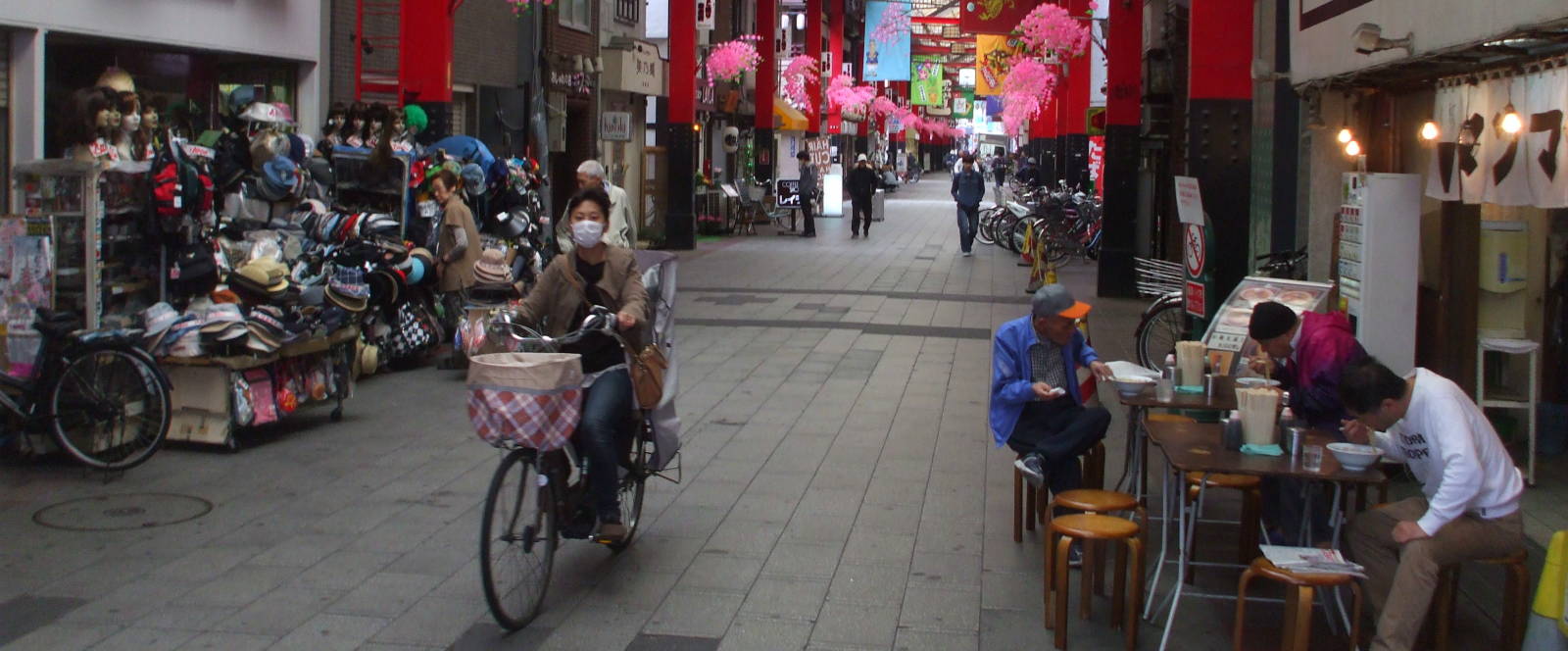 People eating breakfast in a covered market near Sensō-ji, a major Buddhist temple at Asakusa, Tōkyō