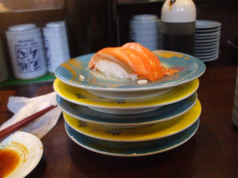 Sushi Train or Sushi-Go-Round or Conveyor Belt Sushi, in Asakusa, Tōkyō, Japan.