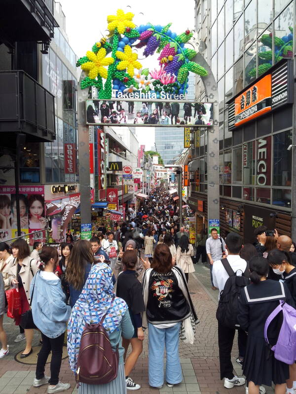 Entrance to Takeshita-dori or Takeshita Street near Harajuku Station.