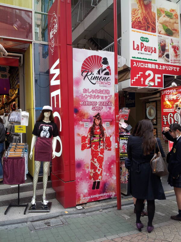 Kimono rental shop on Takeshita-dori or Takeshita Street in Harajuku.
