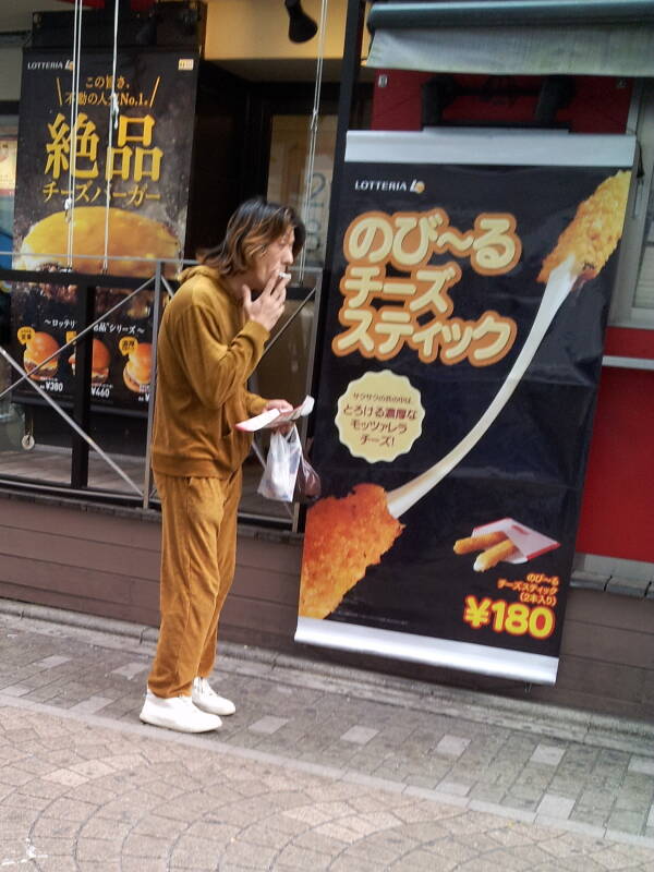Man dressed in velour on Takeshita-dori or Takeshita Street in Harajuku.