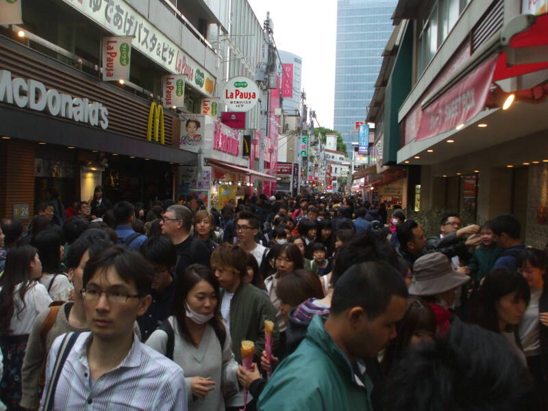 Brightly colored shops on Takeshita-dori or Takeshita Street in Harajuku.