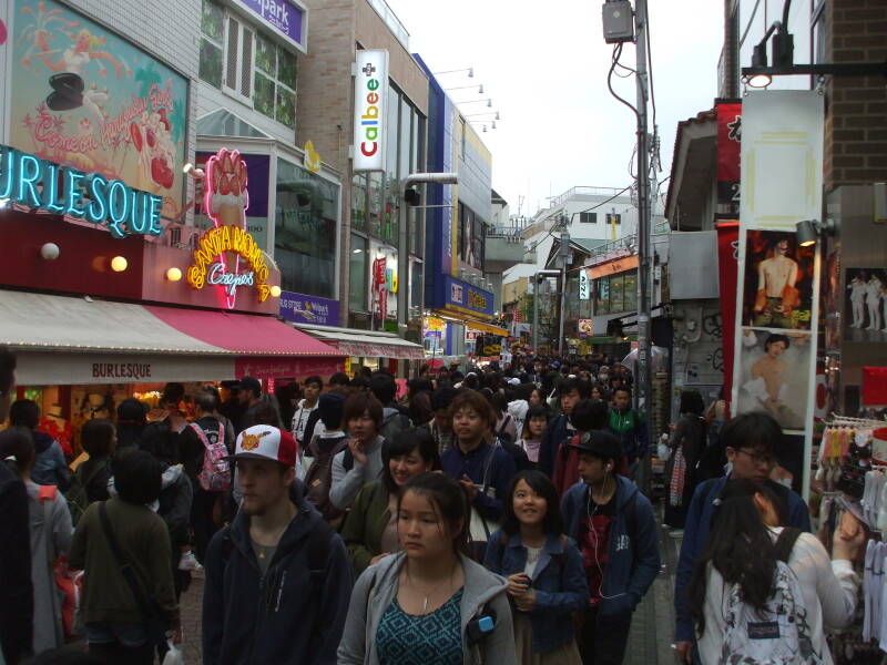 Burlesque and Santa Monica Crepes on Takeshita-dori or Takeshita Street in Harajuku.