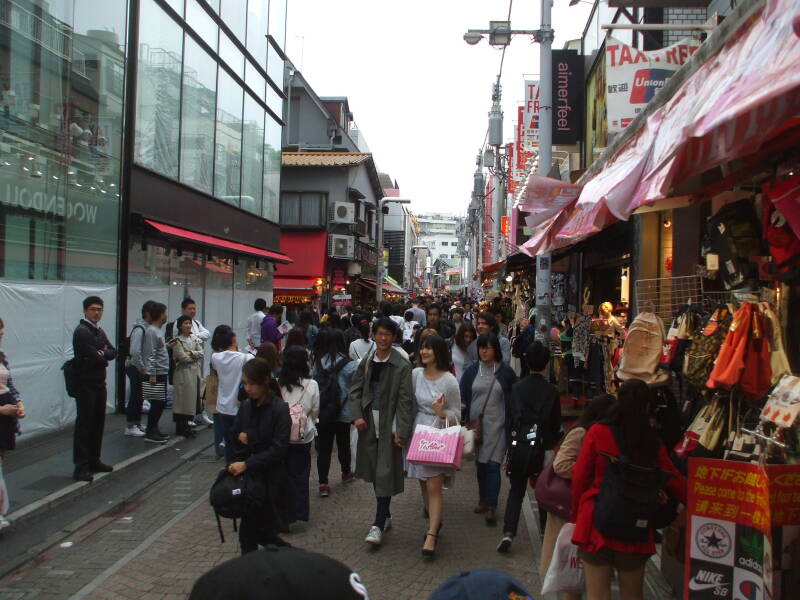 Bright pink clothing shop on Takeshita-dori or Takeshita Street in Harajuku.