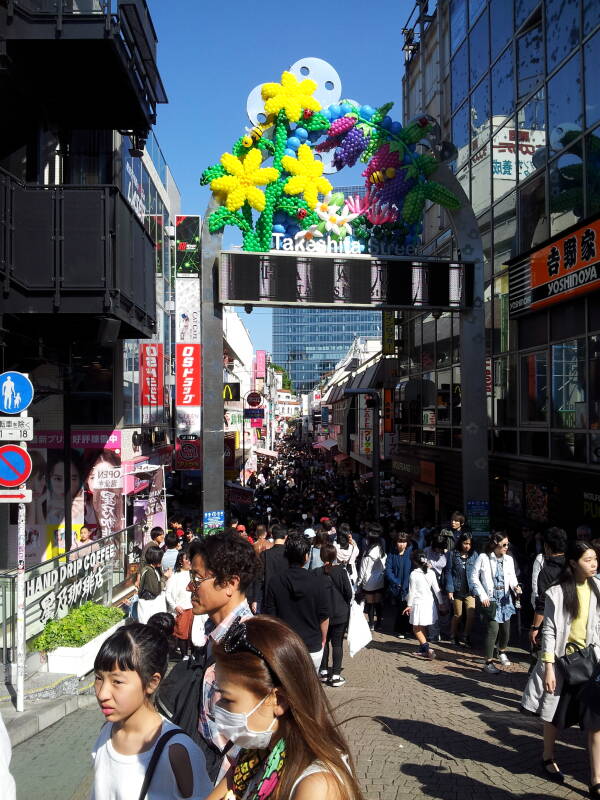 Entrance to Takeshita-dori or Takeshita Street near Harajuku Station.