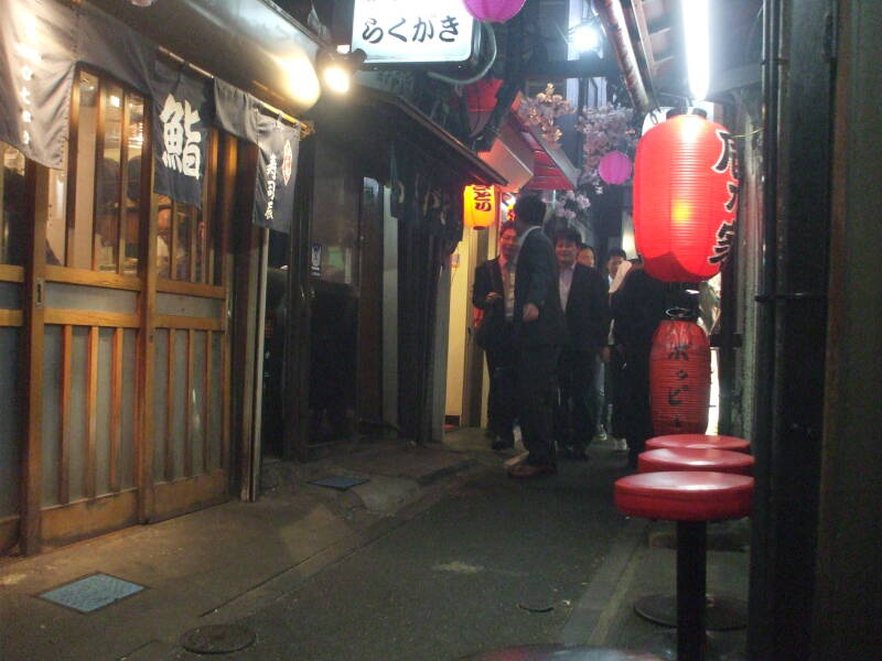 View from my seat at a small izakaya in Omoide Yokochō, Shinjuku, Tōkyō