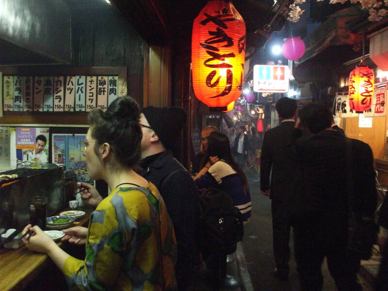 View from my seat at a small izakaya in Omoide Yokochō, Shinjuku, Tōkyō