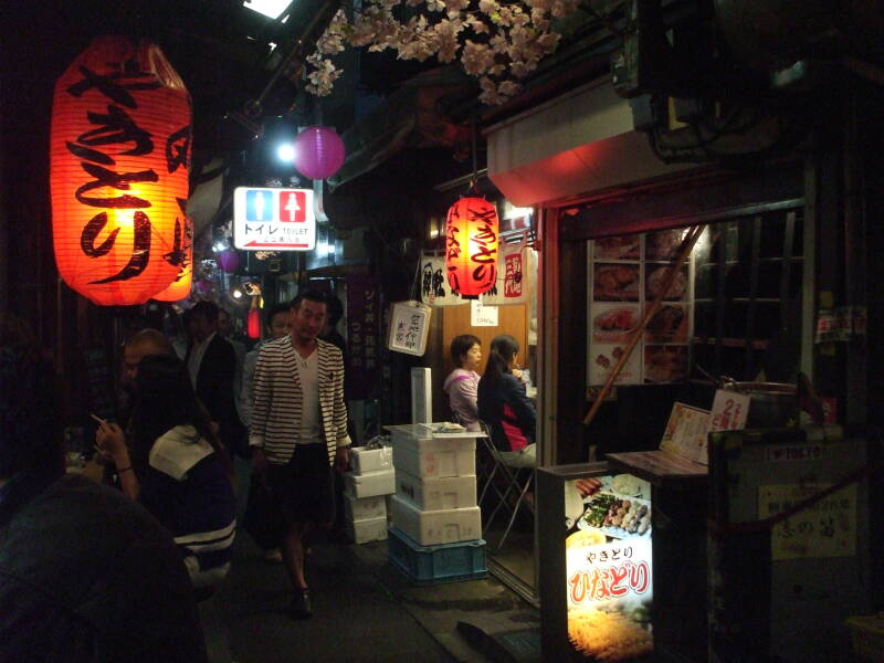 View from my seat at a small izakaya in Omoide Yokochō, Shinjuku, Tōkyō