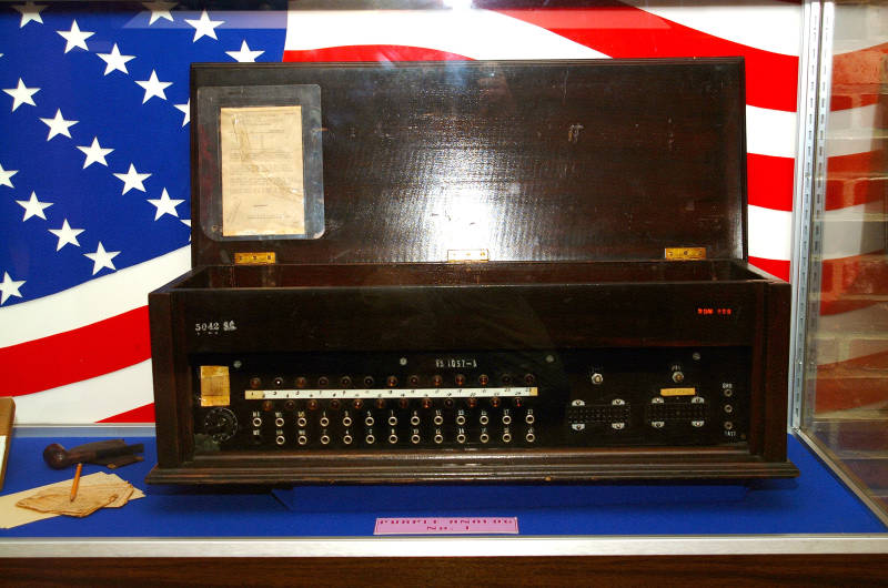 PURPLE analog cipher machine at the NSA's National Cryptologic Museum, NSA photo.