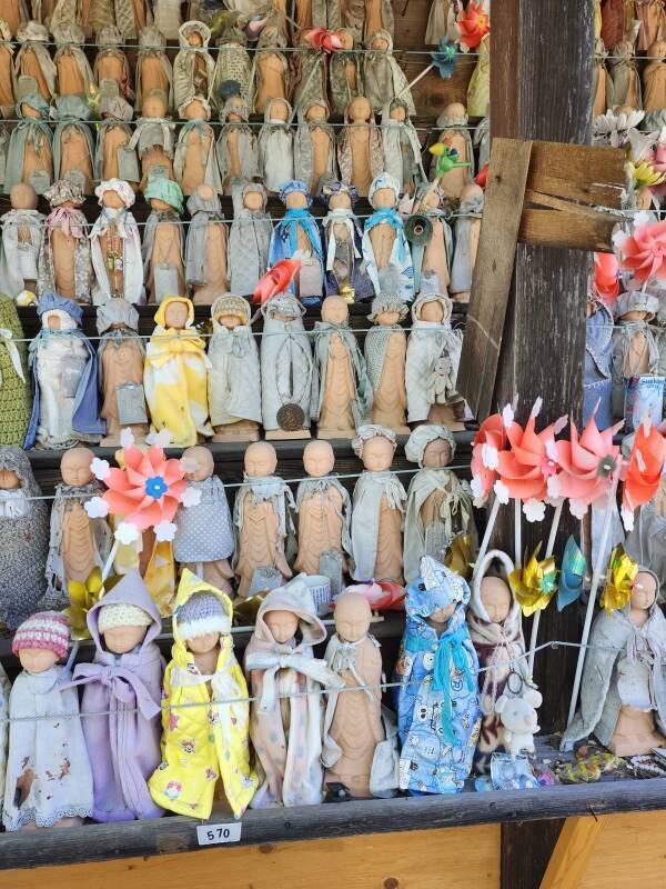 Sheltered memorials at the Yamadera town cemetery.