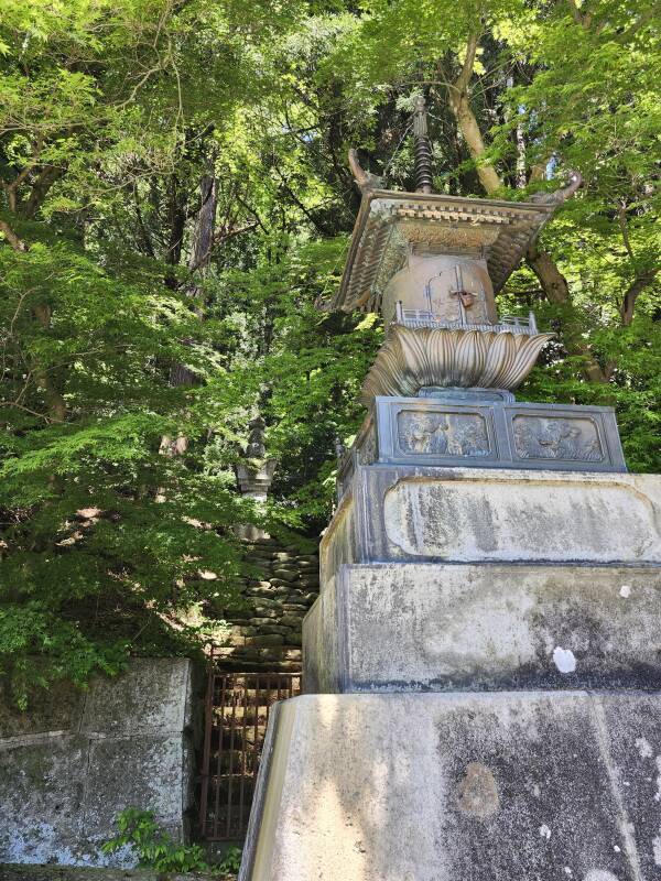 Buddhist stupa near Risshaku-ji temple at Yamadera town.