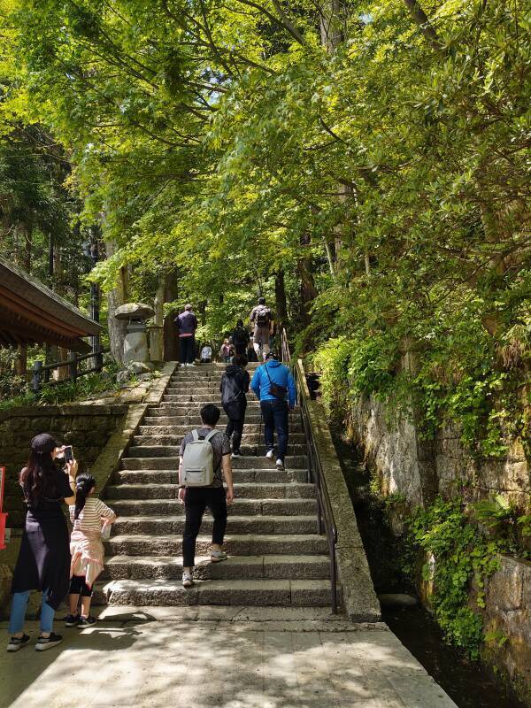 Starting up the thousand stone steps at Yamadera.