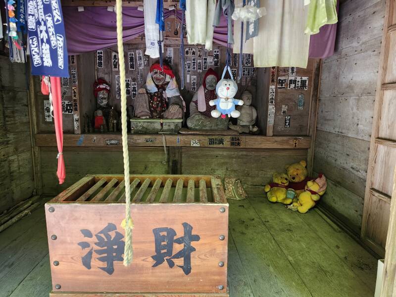 Interior of small shrine along the thousand stone steps at Yamadera.