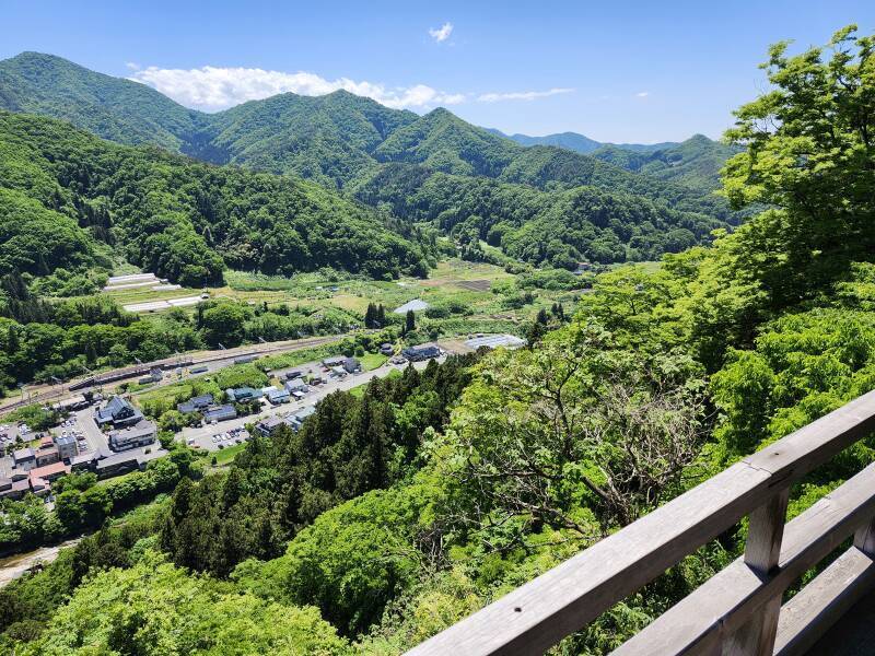 Fantastic view from Godai-dō, the stage-like temple which enshrines the Five Great Myoos. Looking down over Yamadera town.