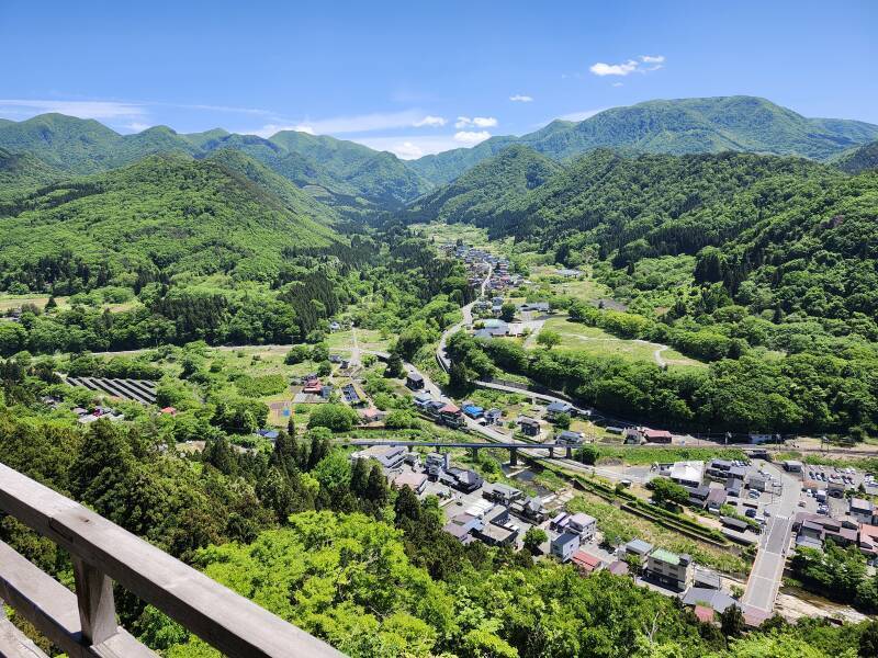 Fantastic view from Godai-dō, the stage-like temple which enshrines the Five Great Myoos. Looking down over Yamadera town.