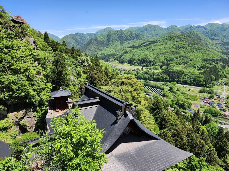 Fantastic view from Godai-dō, the stage-like temple which enshrines the Five Great Myoos. Looking down over Yamadera town.