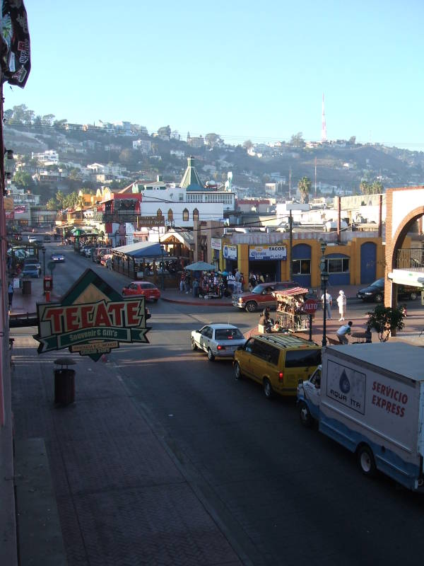 View to north along Avenida López Mateos from my room at Hotel Plaza Fiesta.