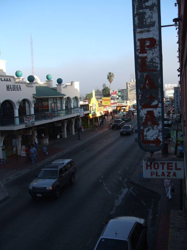 View to south along Avenida López Mateos from my room at Hotel Plaza Fiesta.