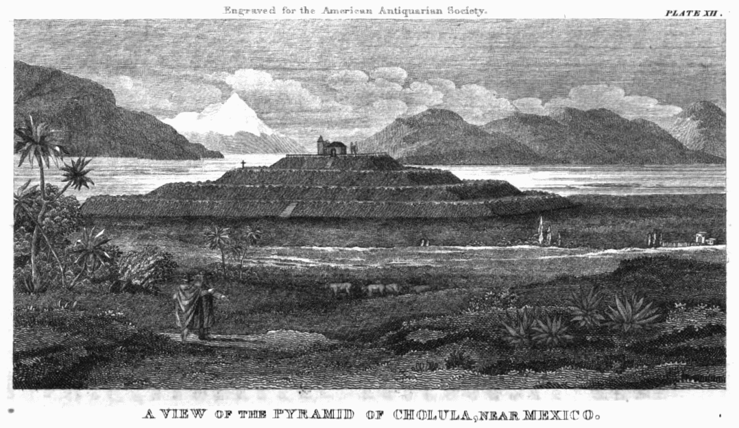 Great Pyramid of Cholula as pictured in Archaeologia Americana.