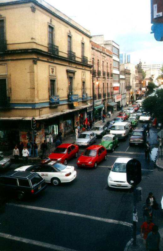 View of Isabel la Catolica street from a room in the Hotel Isabel, Mexico City.
