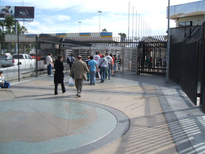 Walking into Mexico, crossing the border from San Ysidro to Tijuana.