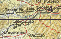 Map showing the vicinity of Tecate, Mexico.
