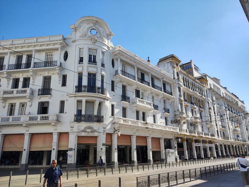 Buildings along Boulevard Mohammed V near the Marché Centrale in Casablanca.