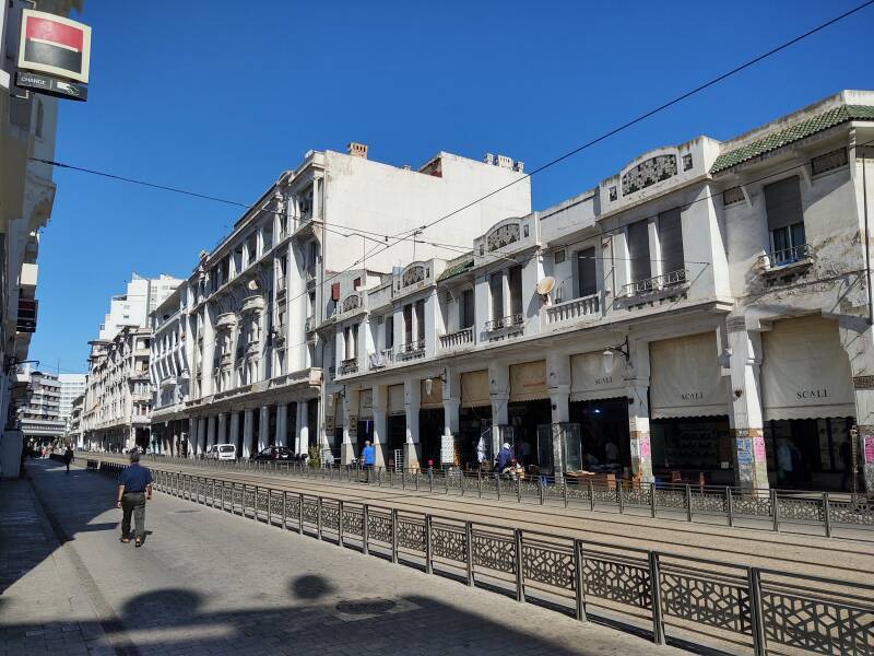 Buildings along Boulevard Mohammed V near the Marché Centrale in Casablanca.