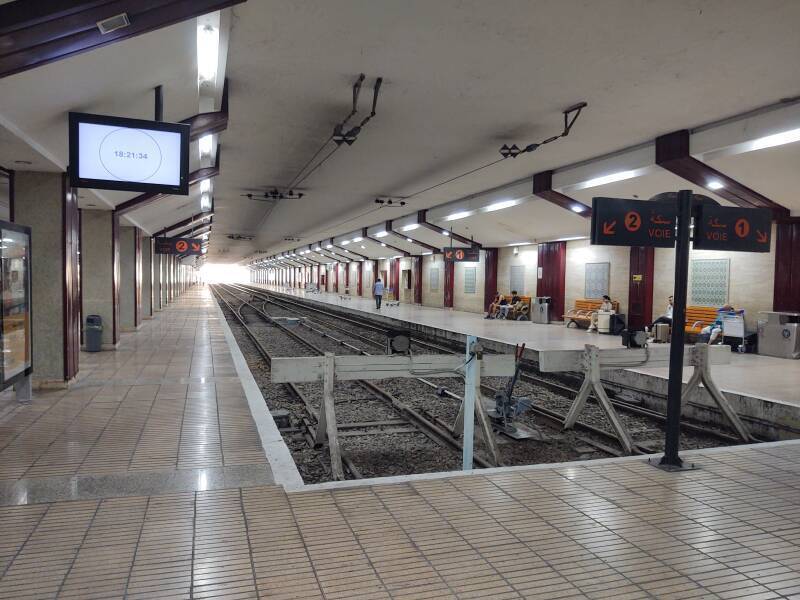 Platforms in the train station at the Casablanca airport.