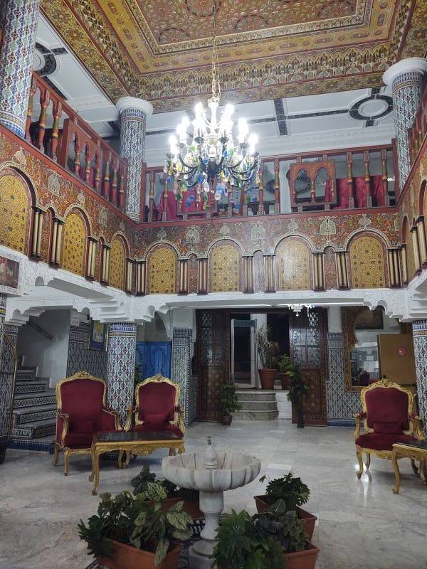 Lobby of the Hotel Moroccan House in Casablanca.