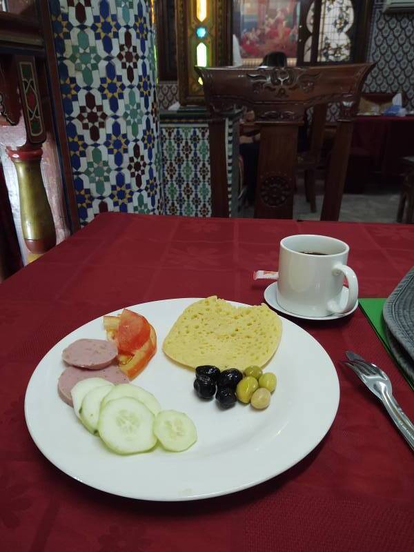 Breakfast at the Hotel Moroccan House in Casablanca.