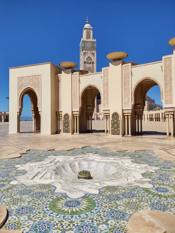 Exterior of Hassan II Mosque in Casablanca.