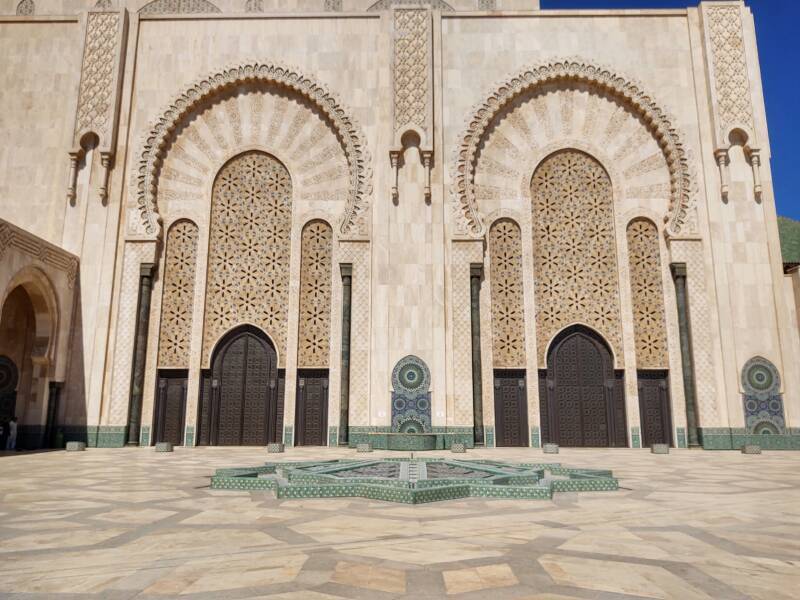 Exterior of Hassan II Mosque in Casablanca.