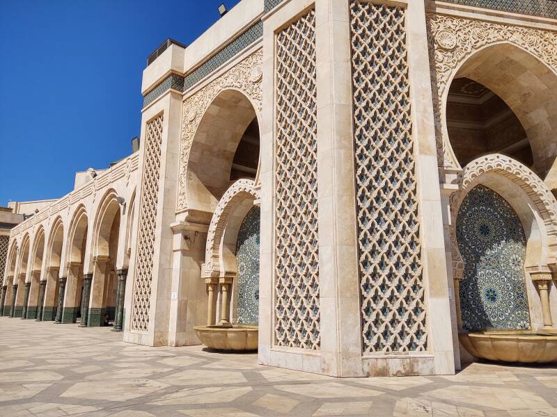 Exterior of Hassan II Mosque in Casablanca.