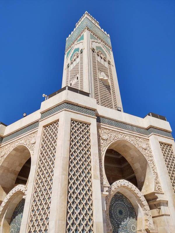 Exterior of Hassan II Mosque in Casablanca.