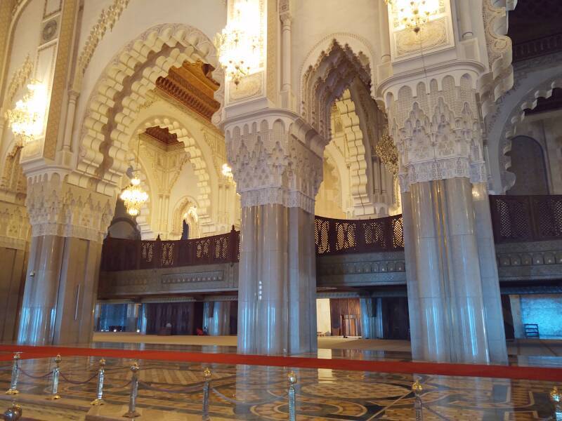 Interior of Hassan II Mosque in Casablanca.
