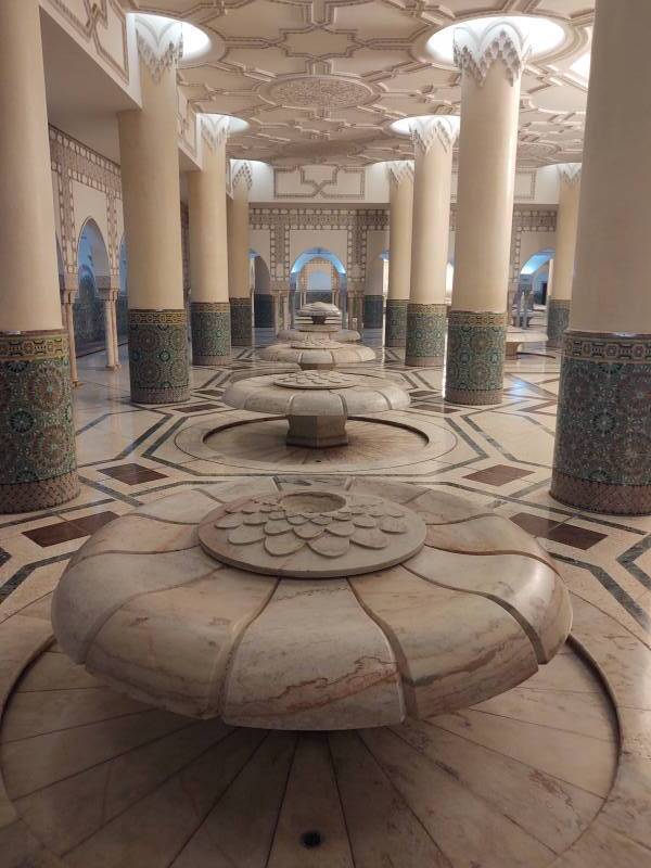 Ablutions fountains of Hassan II Mosque in Casablanca.