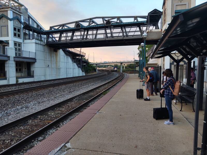 Amtrak train #51, the Cardinal, from New York City, arriving in Lafayette, Indiana, en route to Chicago