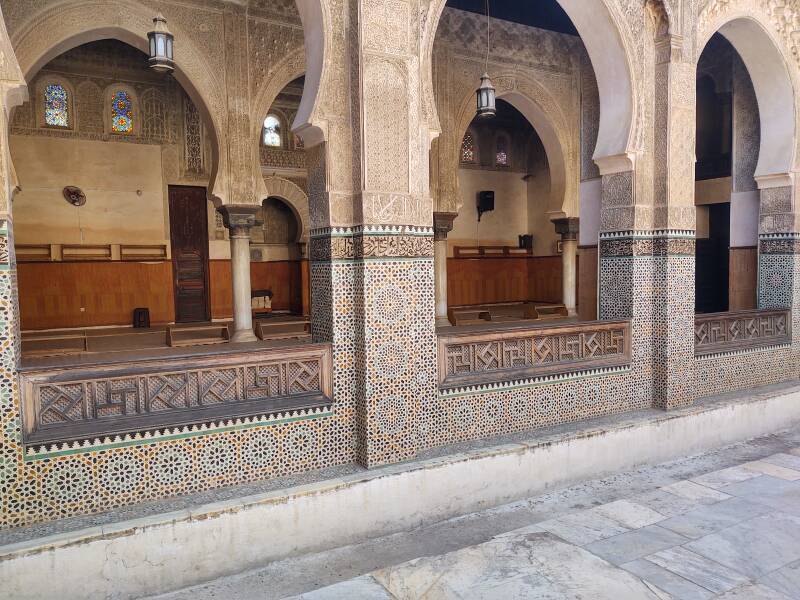 Prayer hall in the Bou Inania Madrasa in Fez.