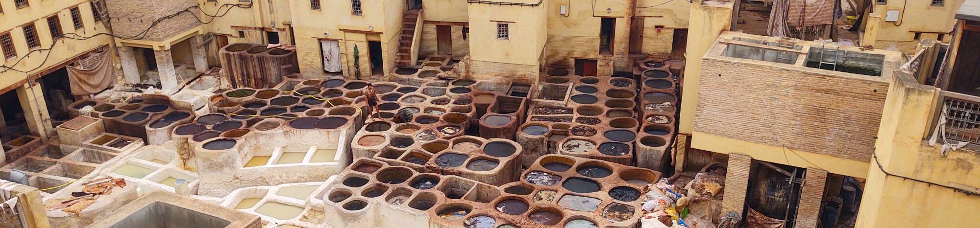 Chouara tannery in Fez el Bali medina, Fez, Morocco.