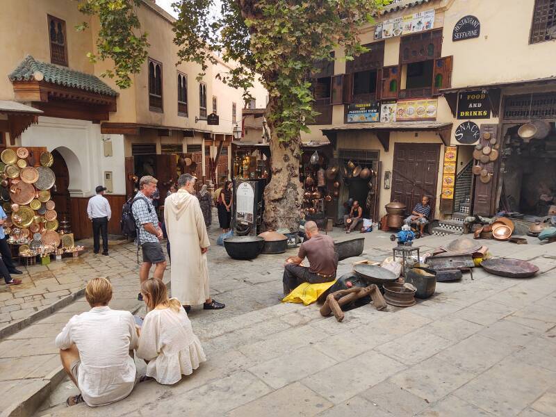 Metal workshops in Fez el Bali medina along Tala'a Sghira.