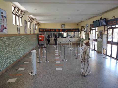 Ticket windows in the Gare al Amir Abdul Kader in Meknès.