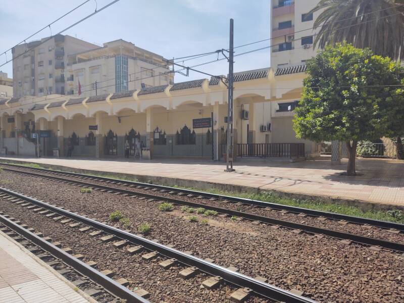 Station and platform at Gare al Amir Abdul Kader in Meknès.