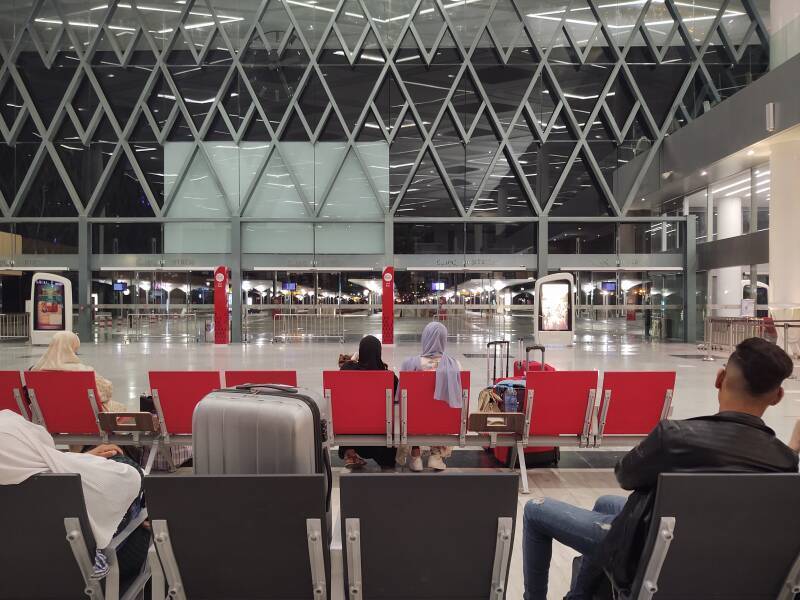 Waiting in Gare Tangier Ville for the overnight train to Marrakech.